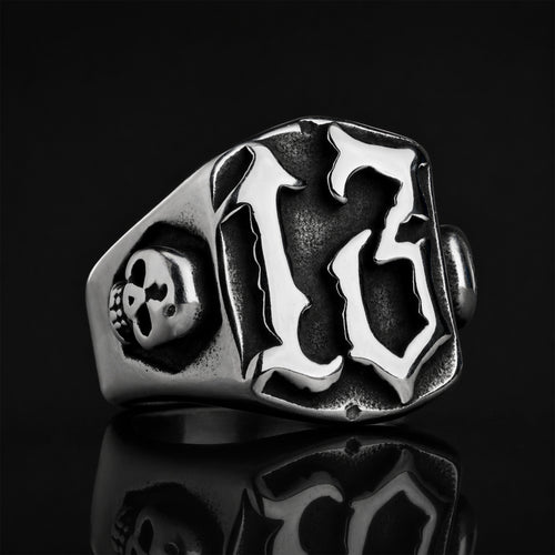 Silver Unlucky 13 Gothic Ring