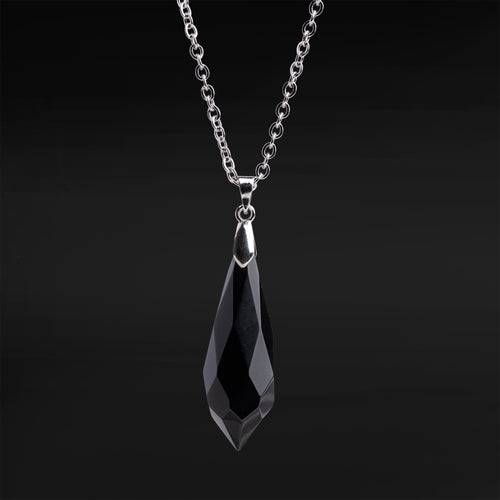 Silver & Black Obsidian Wand Necklace