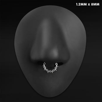 Septum Clicker, Silver, Spiked Chain, Titanium