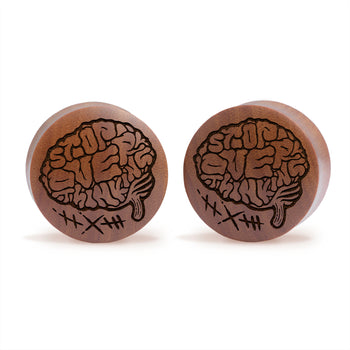 Stop Over Thinking Brain Plug / Gauge - Saba Wood | Convex Double Flare