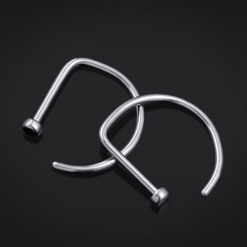 D-förmiger Nasenring, Silber, Titan, 1mm