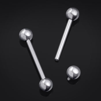 Curved Barbell, Silver, Large Spiked, Internally Threaded, Titanium