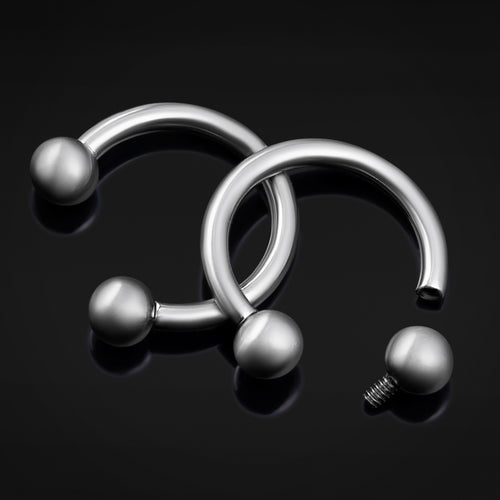 Horseshoe Barbell, Silver, Internally Threaded, Titanium