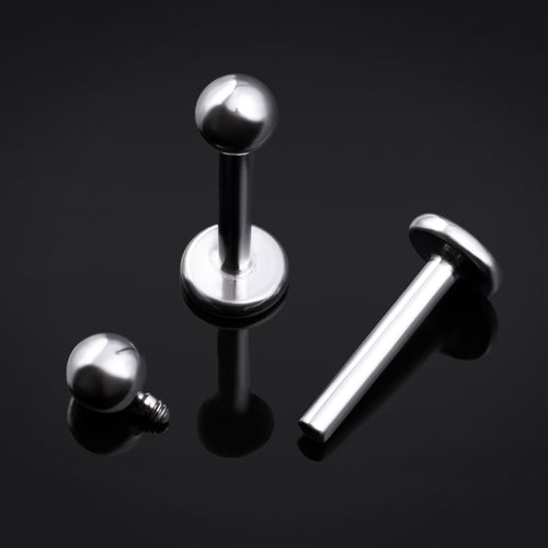 Labret Stud, Silver, Internally Threaded, Titanium