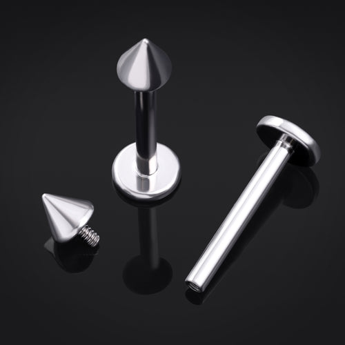 Labret Stud, Silver, Cone End, Internally Threaded, Titanium