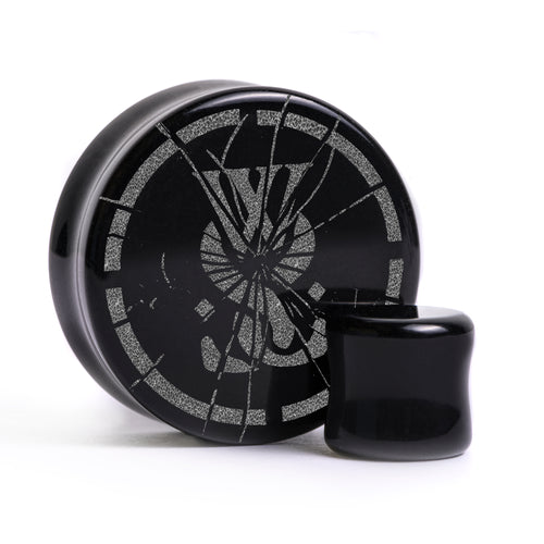 WSS Smashed Emblem Plug / Gauge - Black Glass | Flat Faced Double Flare