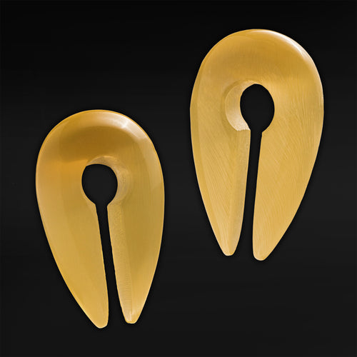 Yellow Glass Pincer Keyhole Ear Weights - Pair