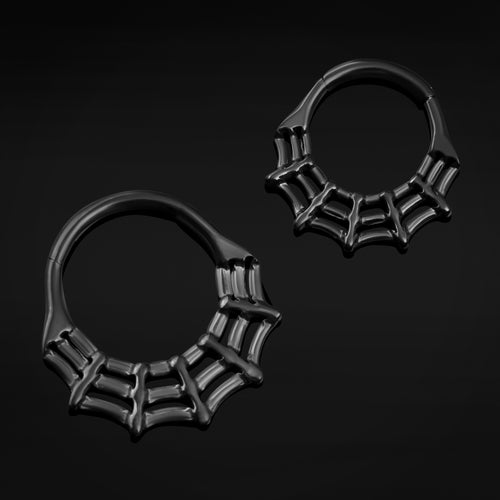 Septum Clicker, Black, Spider Web, ASTM F136 Titanium