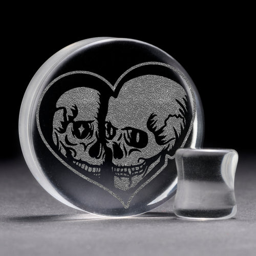 Till Death Skeleton Plug / Gauge - Clear Glass | Flat Faced Double Flare