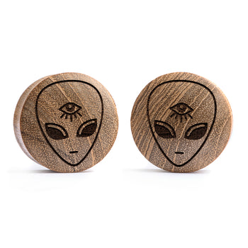 T-Rex Silver Inlay Wood Plug - Custom Plugs, Ear Plugs, Gauges, Stretched Ears