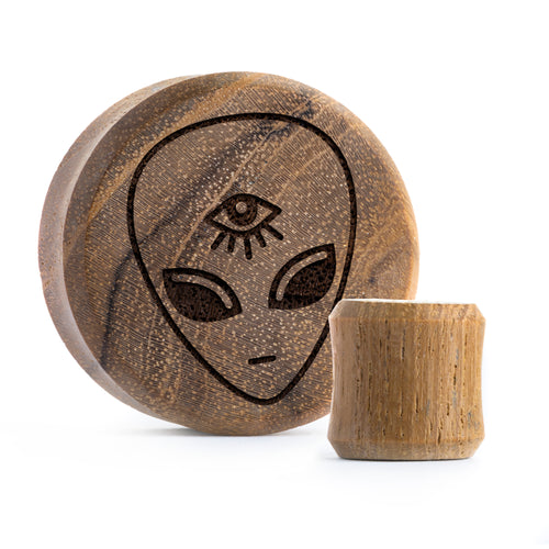 Alien Plug / Gauge - Teak Wood | Flat Faced Double Flare