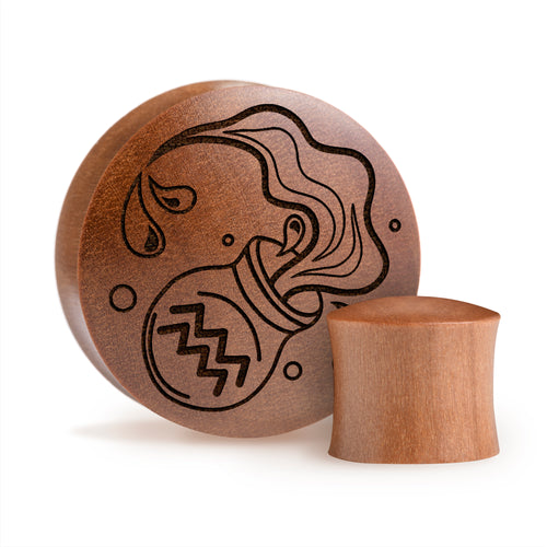 Wassermann Zodiac Plug / gauge - Saba Wood | Konvexe Doppelaufgeweitet