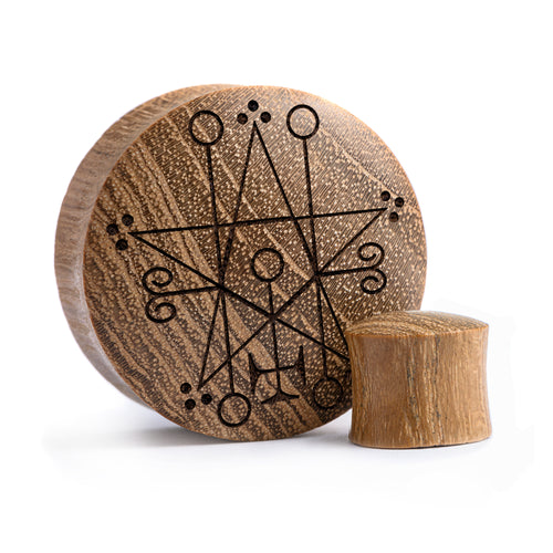 Astaroth Satanic Plug / Gauge - Teak Wood | Convex Double Flare