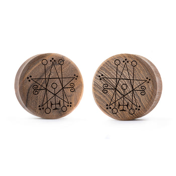 Astaroth Satanic Plug / Gauge - Teak Wood | Flat Faced Double Flare