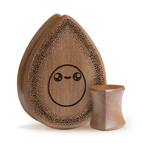 Avocado Plug / Gauge - Teardrop Saba Wood | Doppelaufgeweitet mit flachem Gesicht