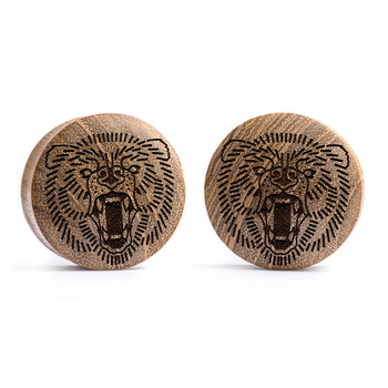Cult Cat Plug / Gauge - Silver Inlay Ebony Wood | Convex Double Flare