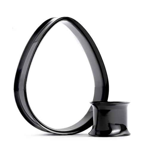 Black Teardrop Stainless Steel Ear Tunnel / Plug / Gauge