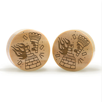 Burning Rook Tattoo Plug / Gauge - Crocodile Wood | Convex Double Flare