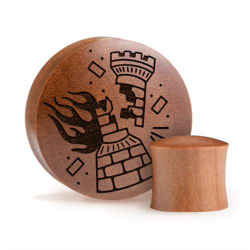 Burning Rook Tattoo Plug / Gauge - Saba Wood | Convex Double Flare