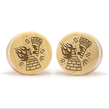 Burning Rook Tattoo Plug /  Gauge - Crocodile Wood | Flat Faced Double Flare