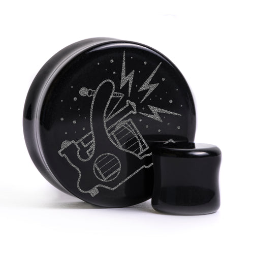 Coil Tattoo Machine Plug / Gauge - Black Glass | Flat Faced Double Flare