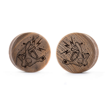 Coil Tattoo Machine Plug / Gauge - Teak Wood | Flat Faced Double Flare