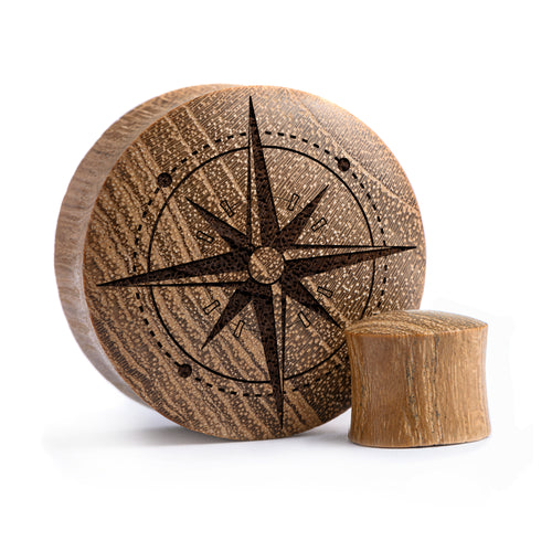 Compass Plug / Gauge - Teak Wood | Convex Double Flare