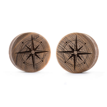 Cult Cat Plug / Gauge - Silver Inlay Ebony Wood | Convex Double Flare