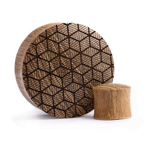 Cuboid Plug / Gauge - Teak Wood | Convex Double Flare