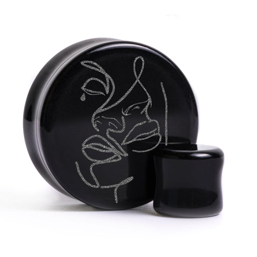 Gemini Zodiac Plug / Gauge - Black Glass | Flat Faced Double Flare