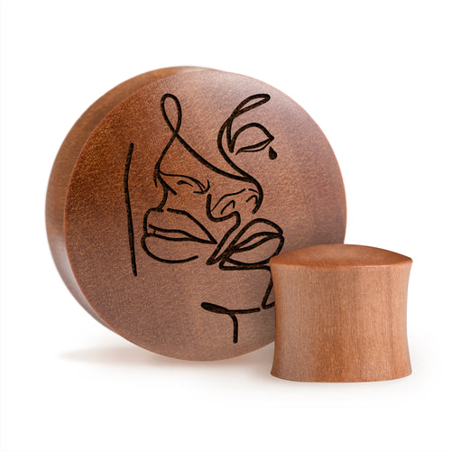 Gemini Zodiac Plug / Gauge - Saba Wood | Konvexe Doppelaufgeweitet