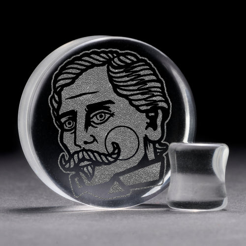 Gent Tattoo Plug / Gauge - Clear Glass | Flat Faced Double Flare