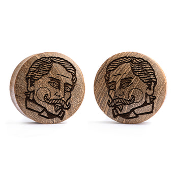 Linework Mandala Ornamental Tattoo Plug / Gauge - Teak Wood | Convex Double Flare