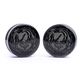 Chucky Plug / Gauge - Black Glass | Flat Faced Double Flare