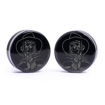 Bat Plug / Gauge - Teardrop Black Glass | Flat Faced Double Flare