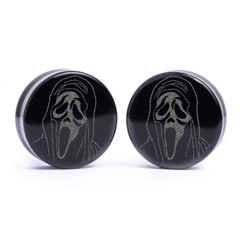 Web Plug / Gauge - Teardrop Black Glass | Flat Faced Double Flare