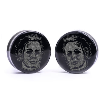 Peony Plug / Gauge - Gold Inlay Ebony Wood | Convex Double Flare