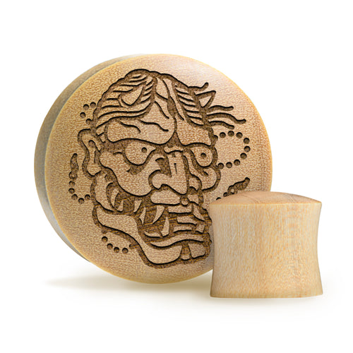 Hannya Mask Plug / Gauge - Crocodile Wood | Convex Double Flare