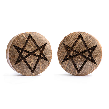 Hexagram Plug / Gauge - Teak Wood | Convex Double Flare