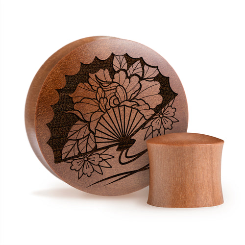 Japanischer Lüfterplug / gauge - Saba Wood | Konvexe Doppelaufgeweitet