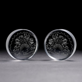 Japanese Fan Plug / Gauge - Clear Glass | Flat Faced Double Flare
