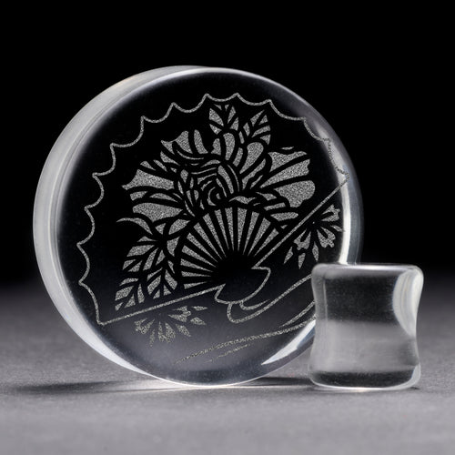 Japanese Fan Plug / Gauge - Clear Glass | Flat Faced Double Flare