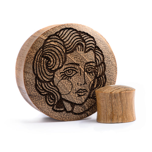Lady Tattoo Plug / Gauge - Teak Wood | Convex Double Flare