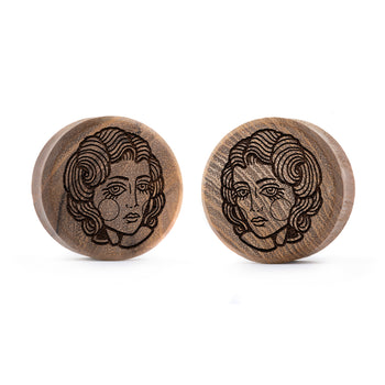 Starburst Mandala Ornamental Tattoo Plug / Gauge - Crocodile Wood | Convex Double Flare