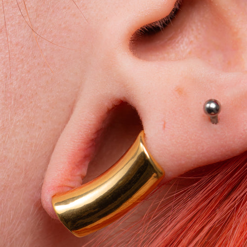 Gold Steel Lobe Cuff, Large