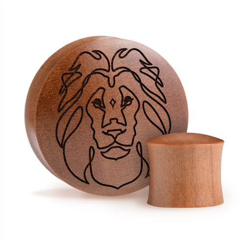 Leo Zodiac Plug / Gauge - Saba Wood | Konvexe Doppelaufgeweitet