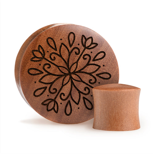 Linework Mandala Ornamental Tattoo Plug / Gauge - Saba Wood | Convex Double Flare