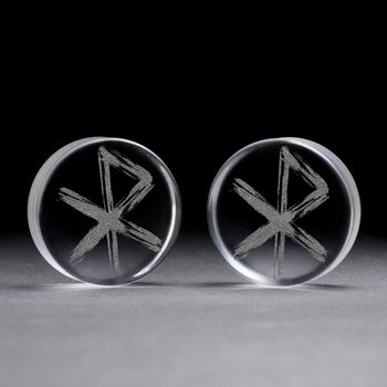 Love Rune Viking Plug / gauge - Clear Glass | Doppelaufgeweitet mit flachem Gesicht