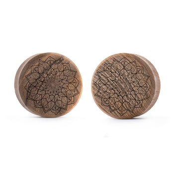 Cult Cat Plug / Gauge - Silver Inlay Ebony Wood | Convex Double Flare