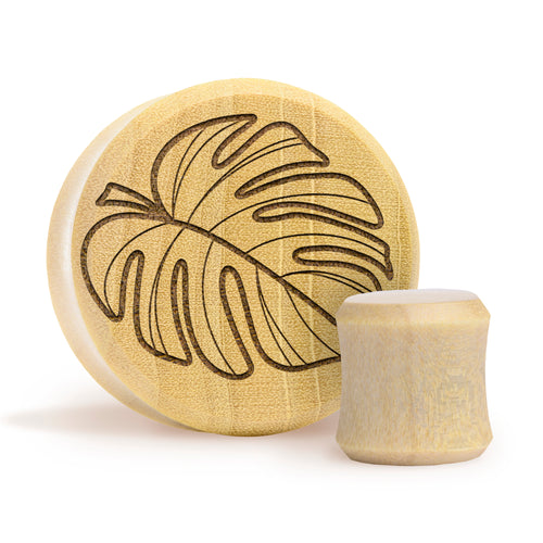 Monstera Plug /  Gauge - Crocodile Wood | Flat Faced Double Flare